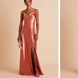 Lisa Long Terracotta Satin Dress Size Medium